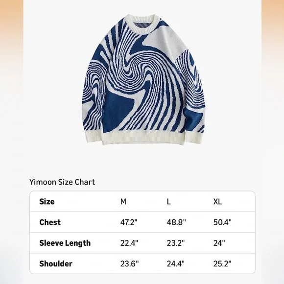 Blue and White Men's Sweater - Picture 5 of 7